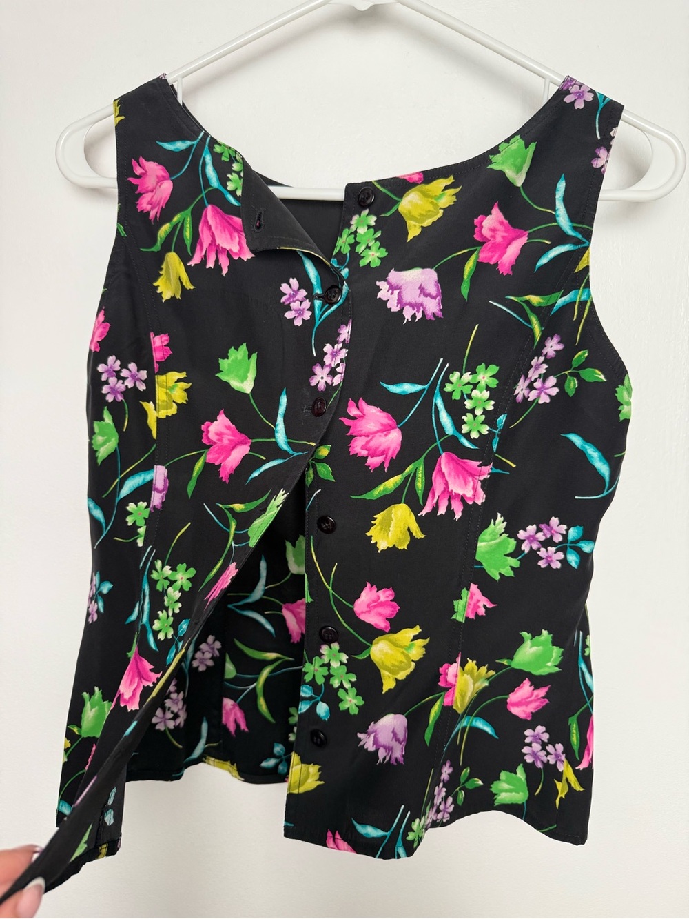 Silk buttoned vintage cropped top